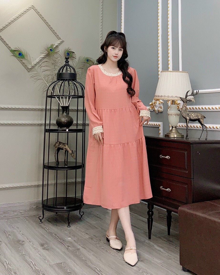 Váy bầu, đầm bầu thu dáng suông thiết kế sang trọng