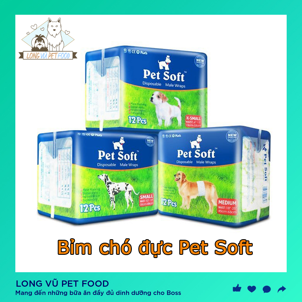  Tã bỉm chó đực Pet Soft 12pcs - Bỉm quần sinh lý chó đực - Long Vũ Pet Food 