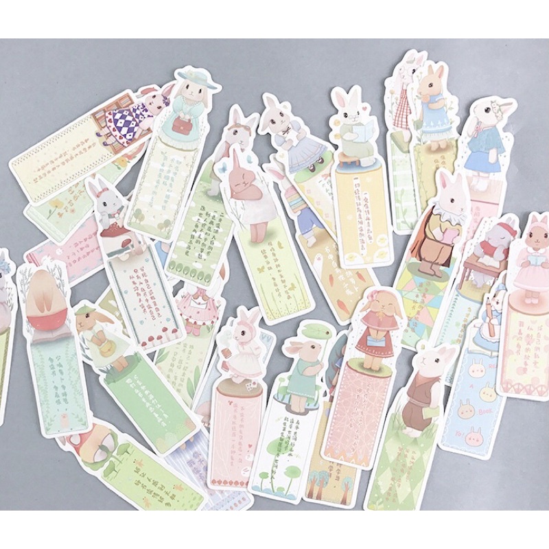 Hộp 30 Bookmark đánh dấu trang hình con thỏ siêu cute