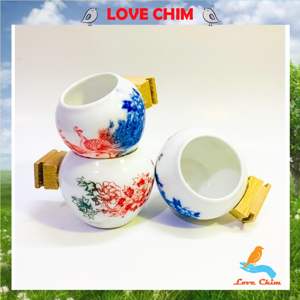 Cóng sứ chào mào - Combo 3 cóng sứ chào mào, Phụ kiện lồng chim