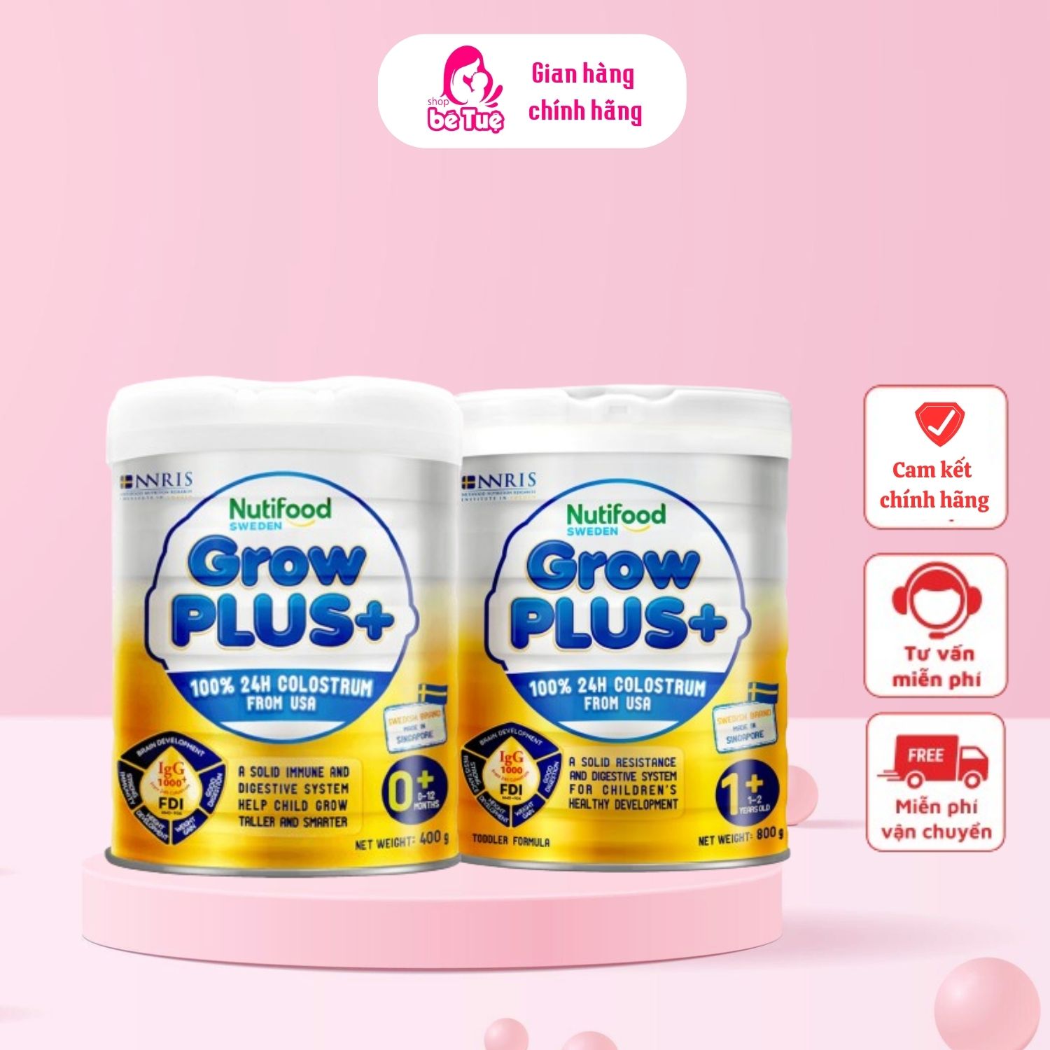 Sữa bột Nutifood Growplus Grow plus sữa non - vàng 0+, 1+ 400g, 800g