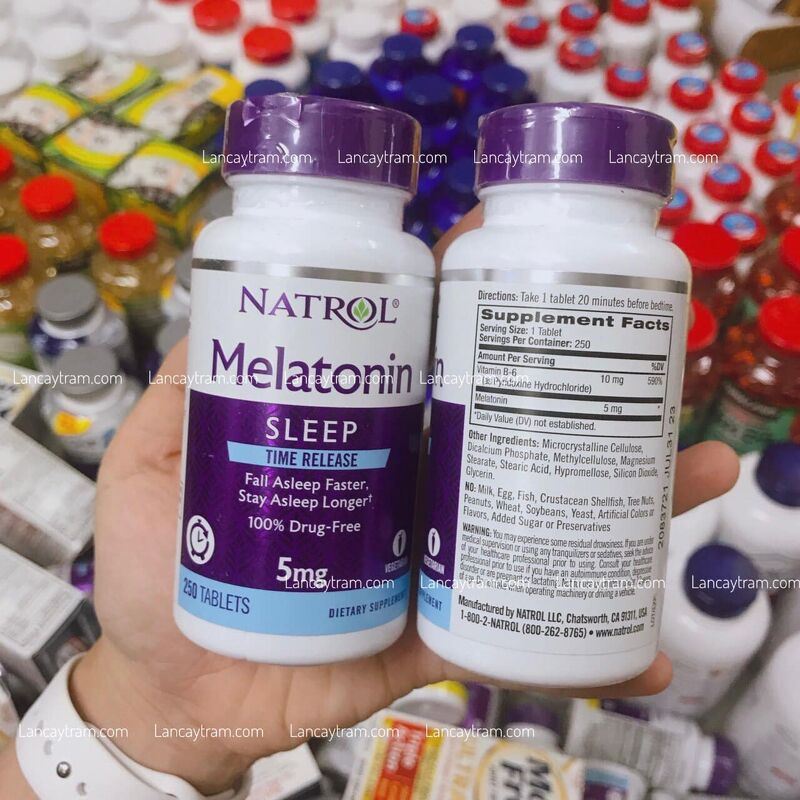 Viên uống ngủ nhanh, ngủ ngon, giảm căng thẳng natrol melatonin time release 5 mg