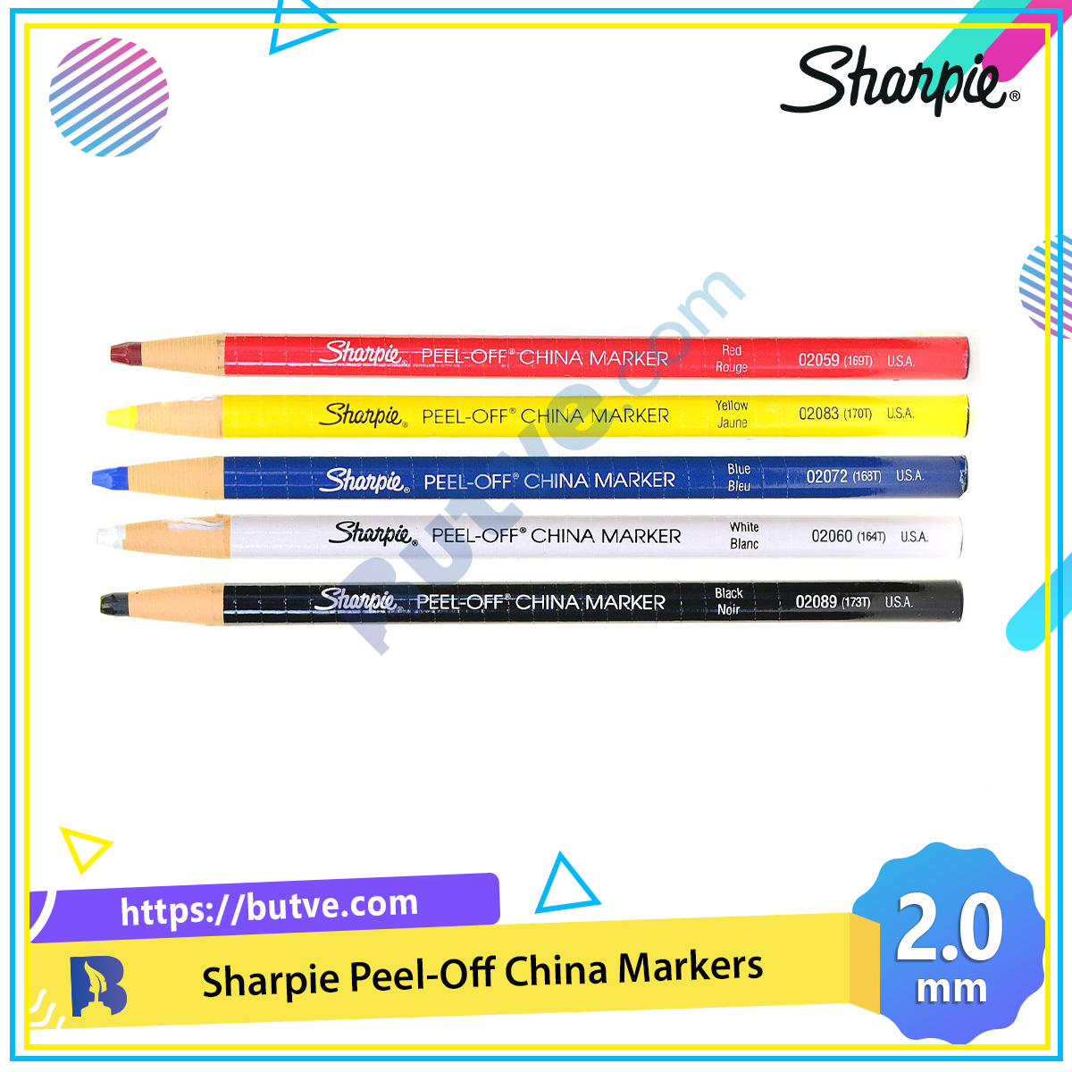 Bút chì dầu dạng xé vẽ đa chất liệu Sharpie Peel-Off China Marker 2.0mm