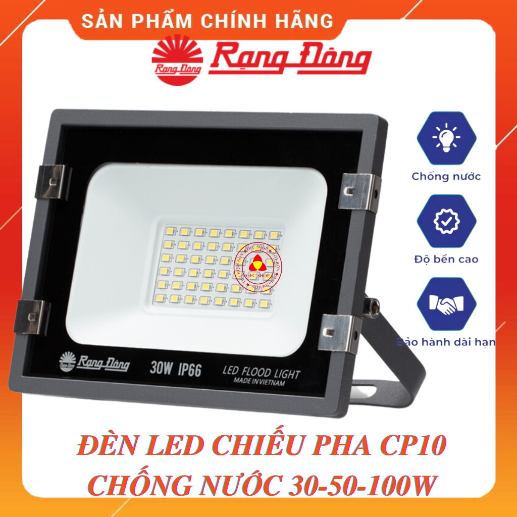 Đèn led chiếu pha rạng đông cp10 công suất 30w, 50w chống nước ip66 , đèn pha chiếu sáng sân vườn, bảng hiệu