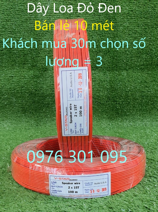 Dây loa đỏ đen 2x15 tim