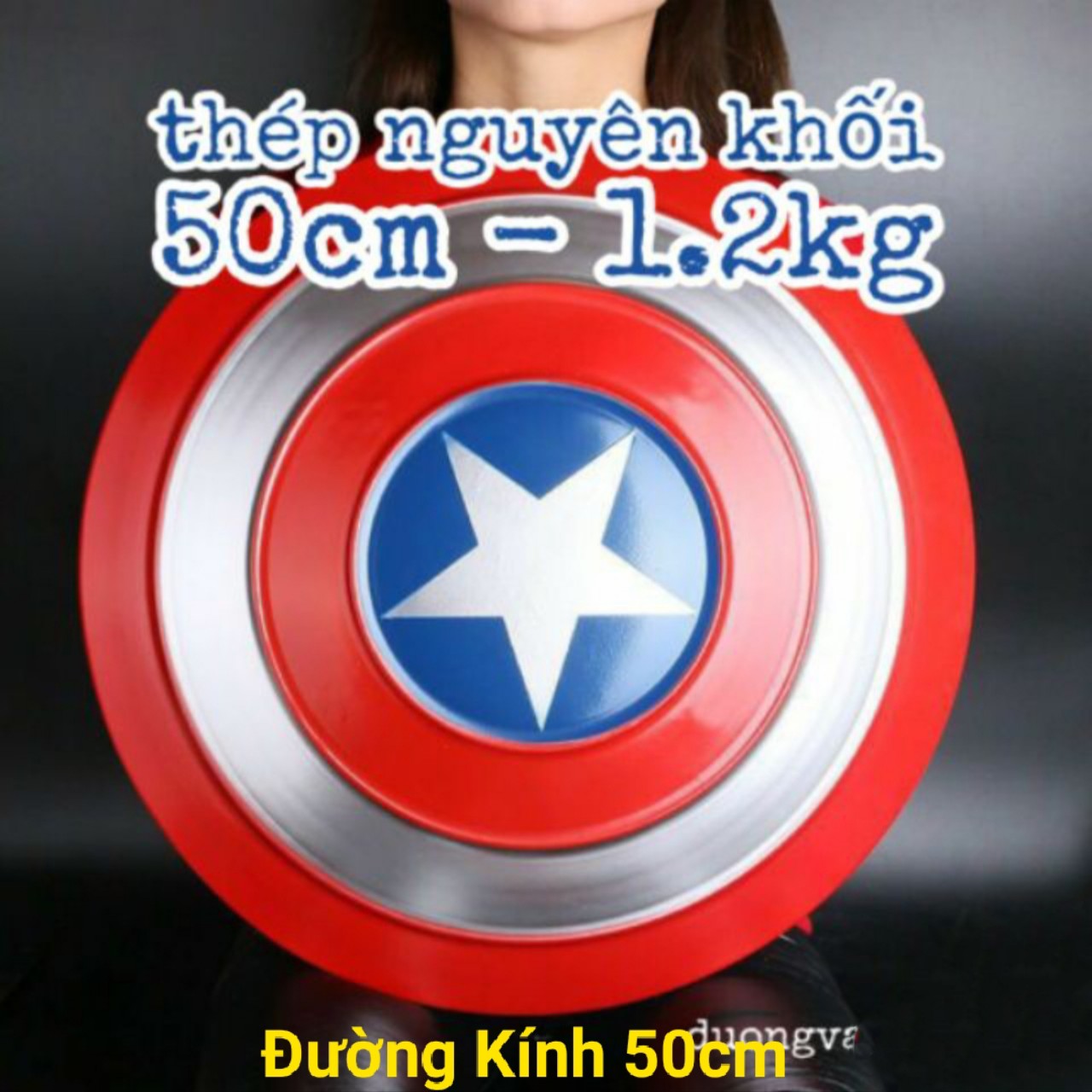 (GIÁ HỦY DIỆT) Mô Hình Khiên Captain America tỉ lệ 1:1 Thép Nguyên Khối - Tặng Kèm Mặt Nạ