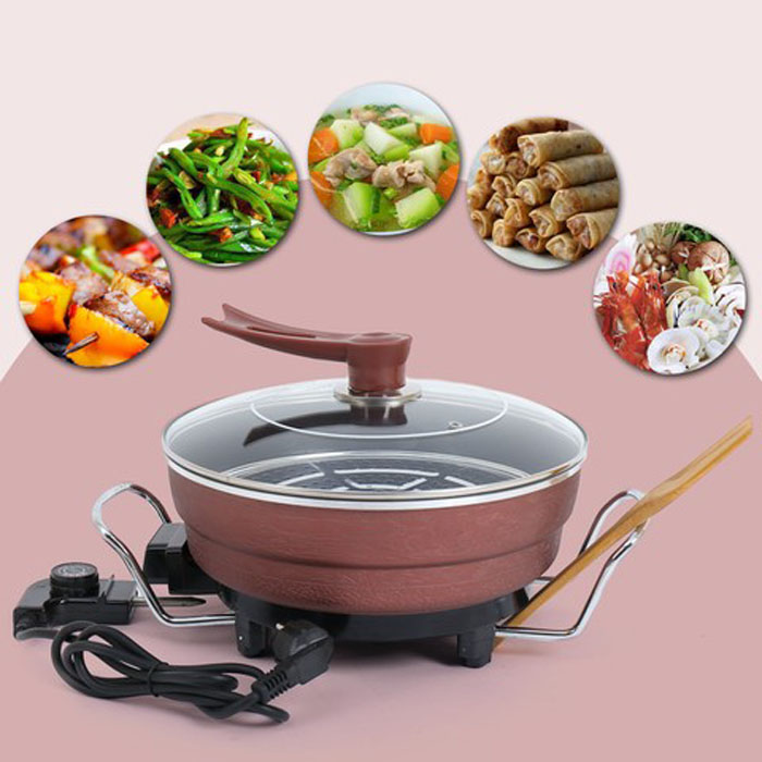 Nồi lẩu điện đa năng Osaka Nhật Bản, lòng nồi sâu, dung tích lớn, nhiệt lượng cao, nấu nhanh, không dò gỉ điện