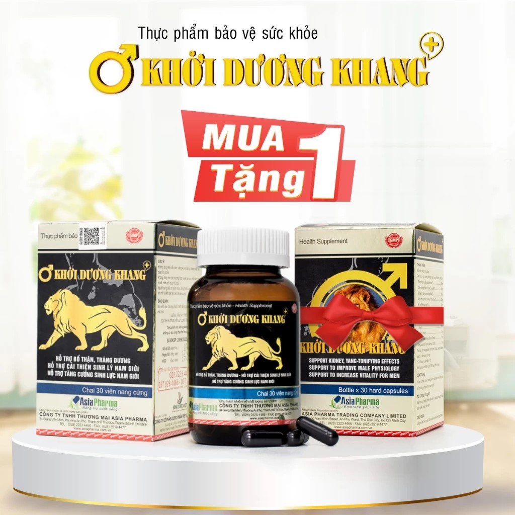 [MUA 1 TẶNG 1] Viên uống bổ thận tráng dương Khởi Dương Khang Asia Pharma hỗ trợ tăng cường sinh lý nam - Hộp 30 viên