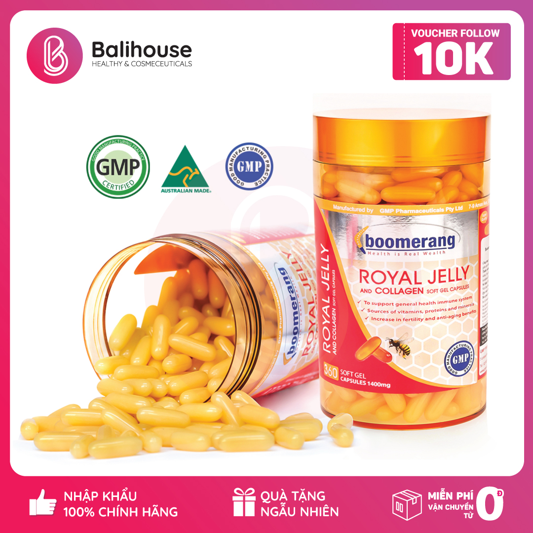 [Chính Hãng - Freeship - Gift] Viên uống sữa ong chúa Royal Collagen Boomerang 120 viên Date mới nhất - DMP Balihouse