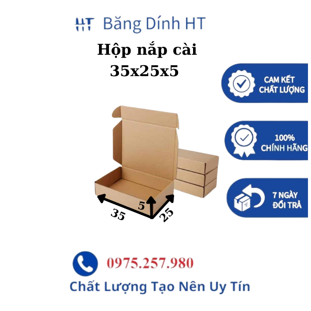 Hộp Carton 35x25x5 - 25 hộp đóng hàng quần áo nắp cài