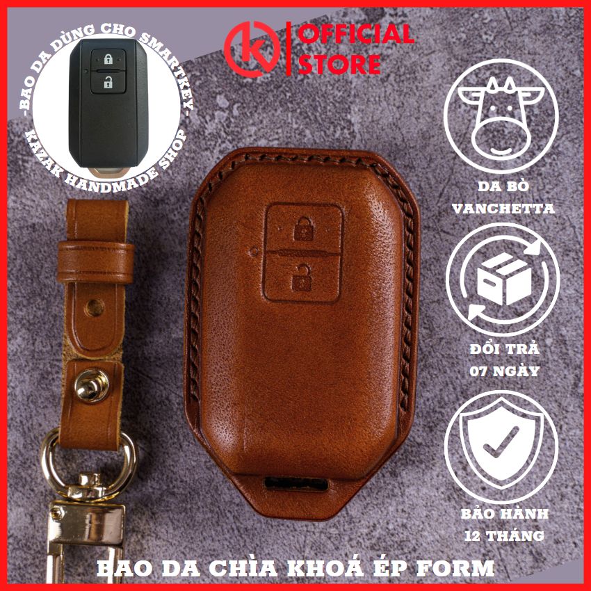 Bao Da Chìa Khoá Ép Form Smartkey Ô Tô Suzuki XL7 Ertiga Ốp Chìa Khoá Da Thật Bọc Chìa Khoá Xe Ô Tô Nhiều Mầu Lựa Chọn Xưởng Đồ Da Thủ Công Kazak SUZ-B2