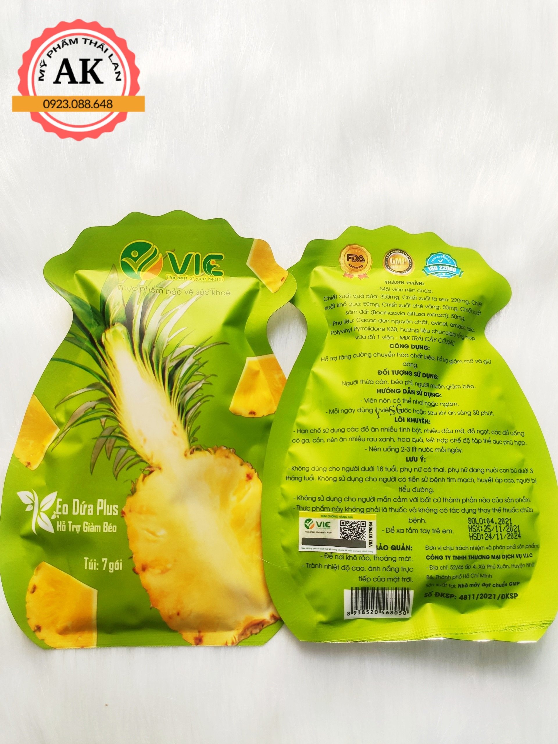 Kẹo dứa giảm cân 7 vị cải thiện cân nặng eo thon dáng chuẩn 7 viên /bịch