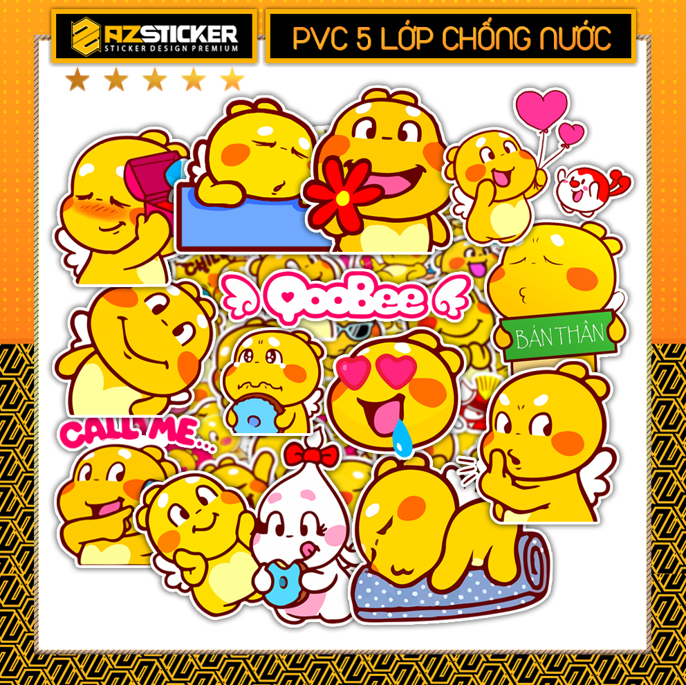 Set Sticker QooBee Ong Vàng | Sticker Dán Nón Bảo Hiểm, Sticker Dán Xe Máy , Sticker Dán Xe Điện, Sticker Dán Điện Thoại