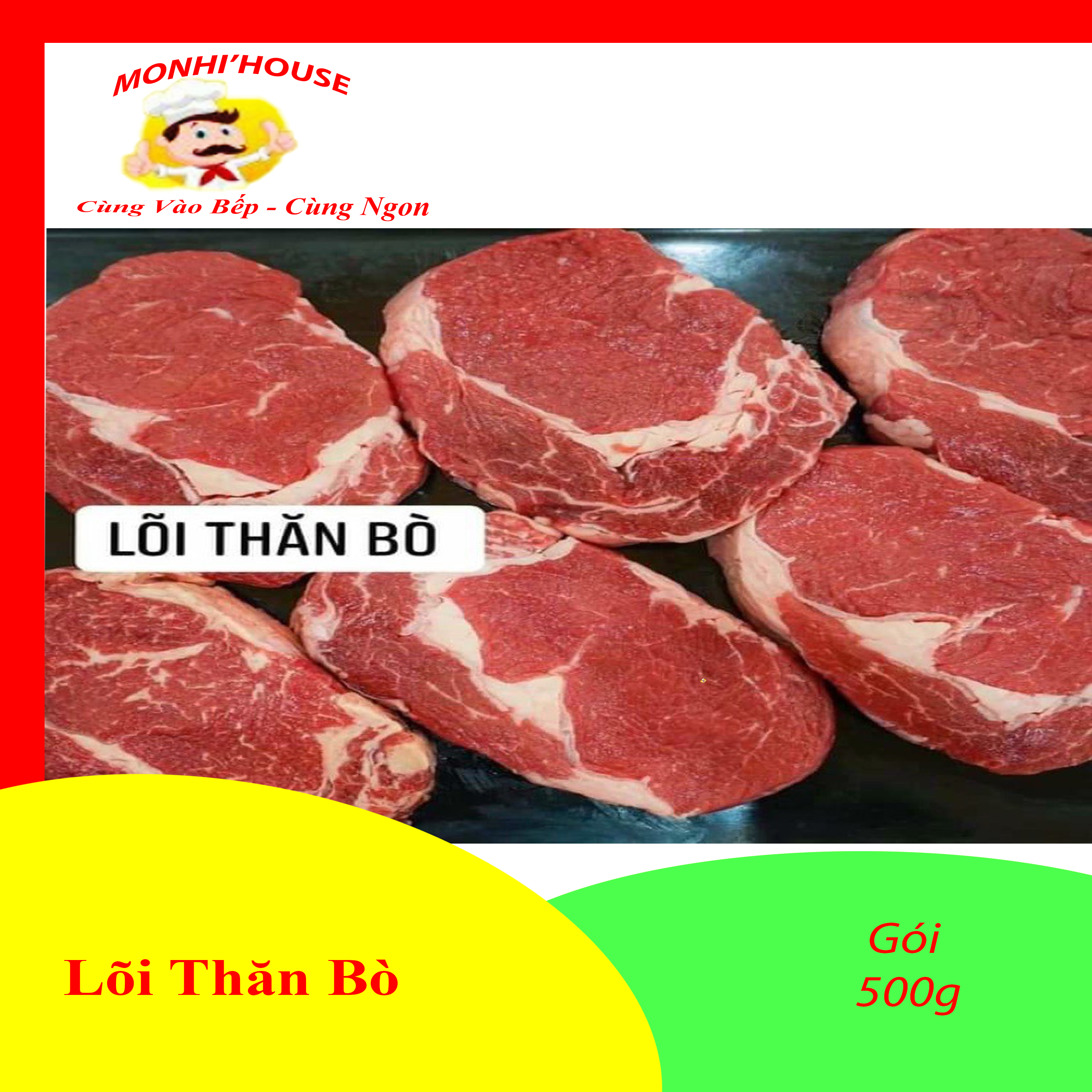 500g Lõi thăn bò nhập khẩu, thịt mềm, tiện chế biến_giao liền