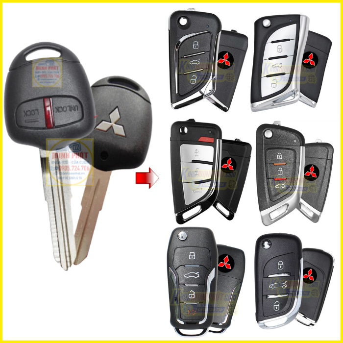 Làm Chìa khoá Độ gập remote Mitsubishi Grandis