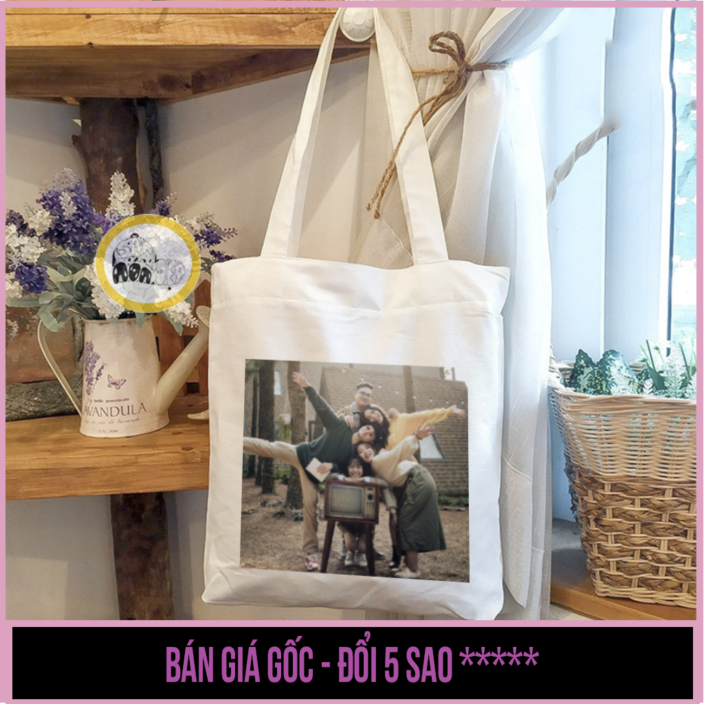 🎁 [FreeShip][SALE ƯU ĐÃI] Túi tote THEO YÊU CẦU vuông 31x34cm túi vải, túi canvas có khóa kéo - in hình chân dung, lớp, logo công ty- săn nón đẹp