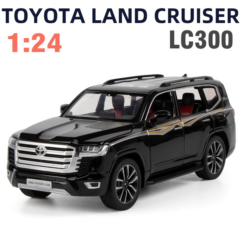 Đồ chơi trẻ em xe ô tô Land cruiser LC300 mô hình tỉ lệ 1:24 bằng kim loại có âm thanh và đèn mở được các cửa xe