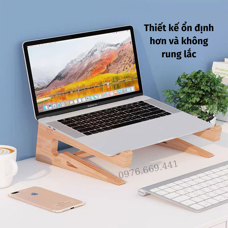 Kệ đỡ laptop gỗ giá đỡ laptop tản nhiệt kệ kê máy tính chắc chắn asaki