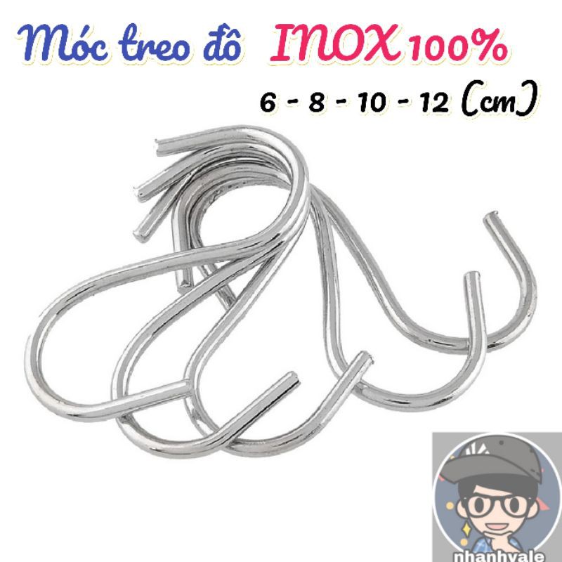 Móc treo đồ inox hình chữ s kích cỡ 6 - 8 - 10 - 12