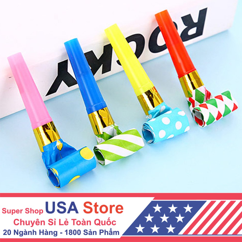 Còi Thổi Dài Cho Tiệc Sinh Nhật - Kèn Thổi Hơi Le Le Lưỡi Co Dãn Cho Tiệc Party Color Nhiều Màu
