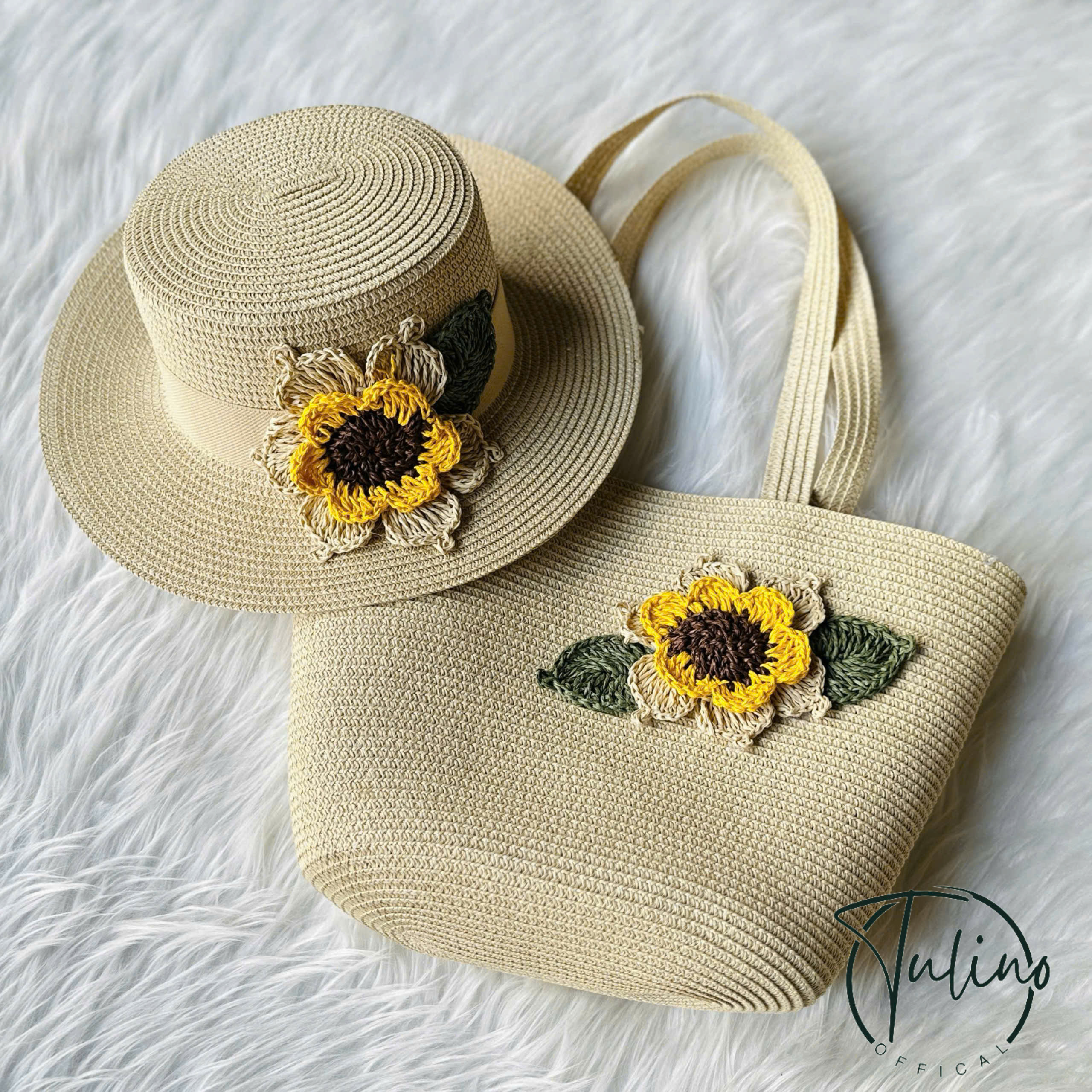 Combo of Straw Bag and Straw Hat with 2 Sunflowers – Set of Accessories for Beach, Travel, and Photography, Very Beautiful - 3