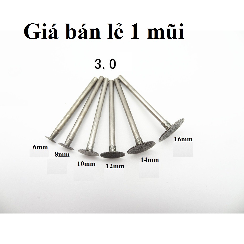 đĩa cắt mini liền cán 3mm - đĩa cắt kim cương mini mũi mài cắt đá ngọc hay lưỡi cắt lưỡi câu