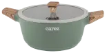 NỒI ĐÚC VÂN ĐÁ CAREZ CPC595DI18SN - Đường kính 18cm - Dung tích 1,6 Lít - Nhôm đúc nguyên khối, 3 đáy, nắp kính cường lực - Hàng chính hãng