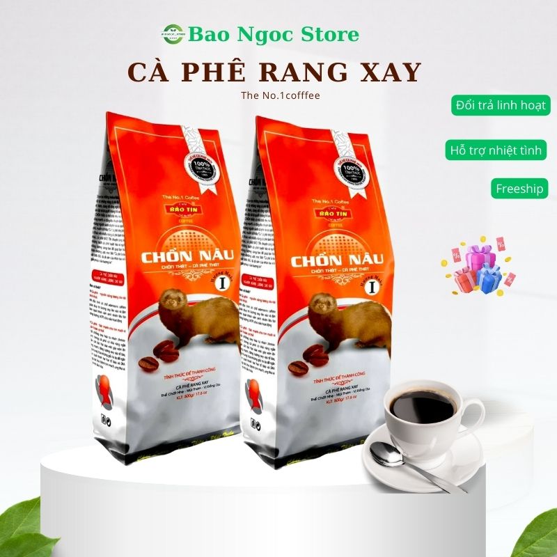 Cà phê chồn nâu Moka icông ty bảo tín combo 2 gói (500g) cafe rang xay truyền thống dùng pha phin