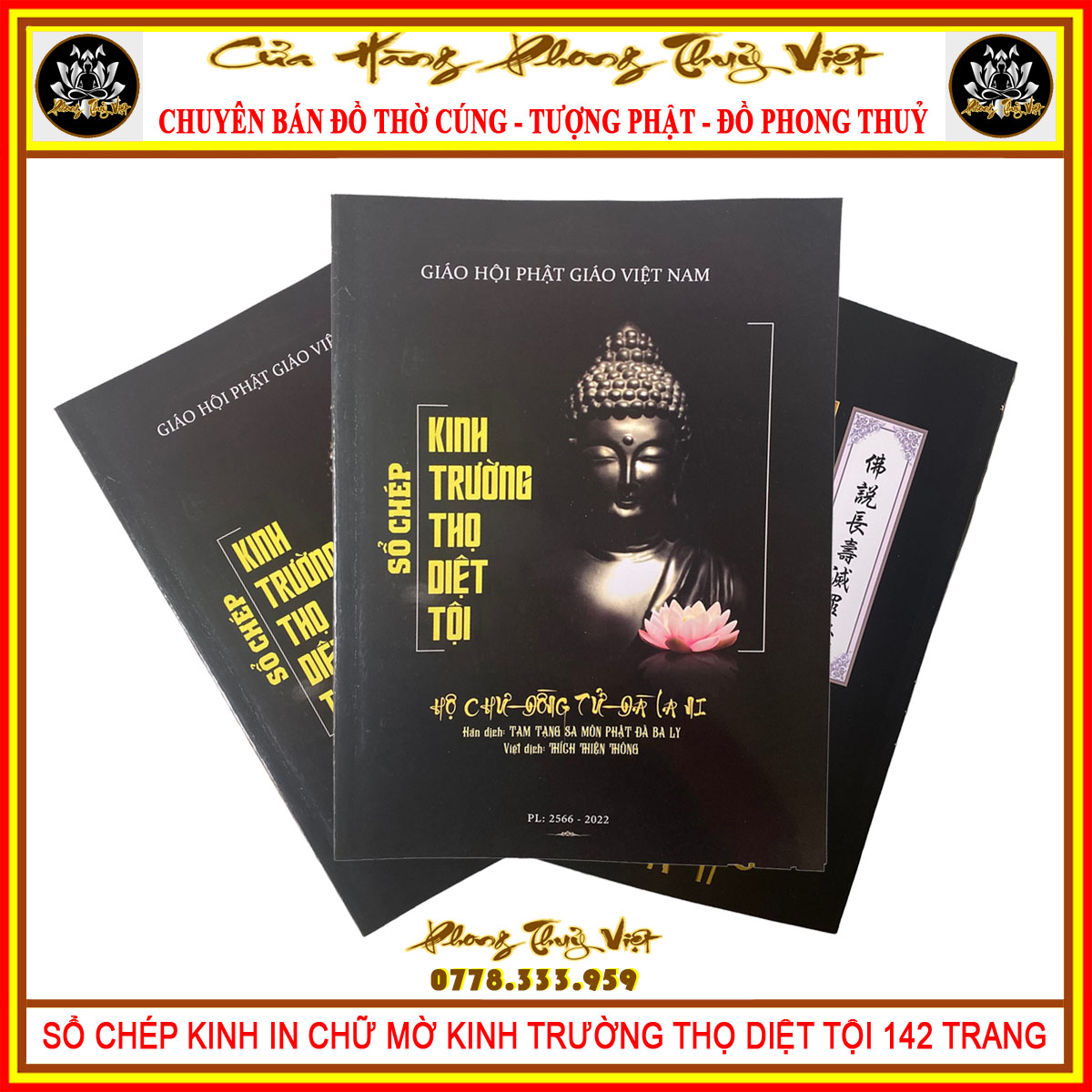 Tặng bút chép king - sổ chép kinh in mờ kinh trường thọ diệt tội khổ a4 cao cấp