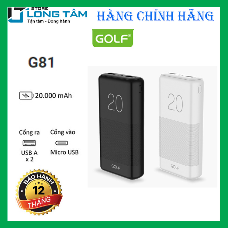 Pin sạc dự phòng golf candy 20000mah - g81 - chính hãng - giá rẻ
