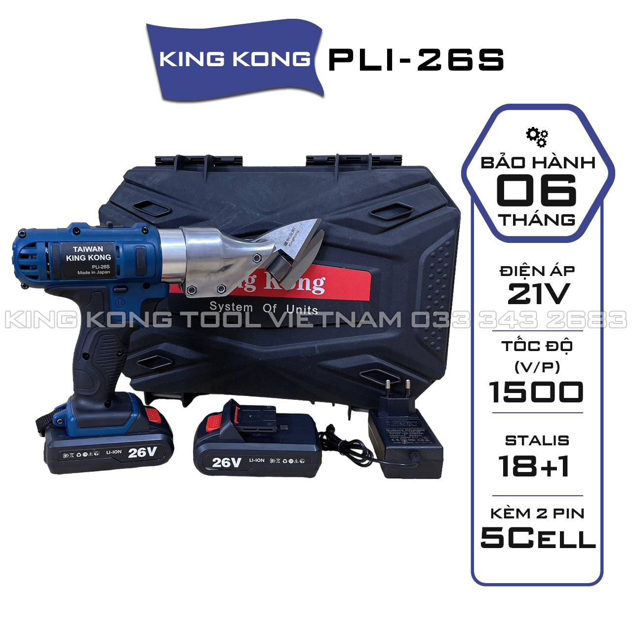 Máy cắt tôn dùng pin king kong 26v dây đồng nguyên chất
