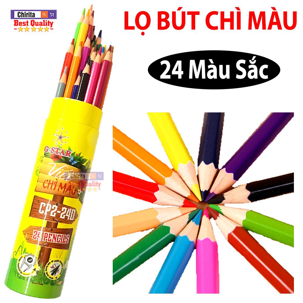 Lọ 24 Cây Bút Chì Màu - Có Nắp Chuốt Tiện Lợi - Phát Triển Khả Năng Mỹ Thuật