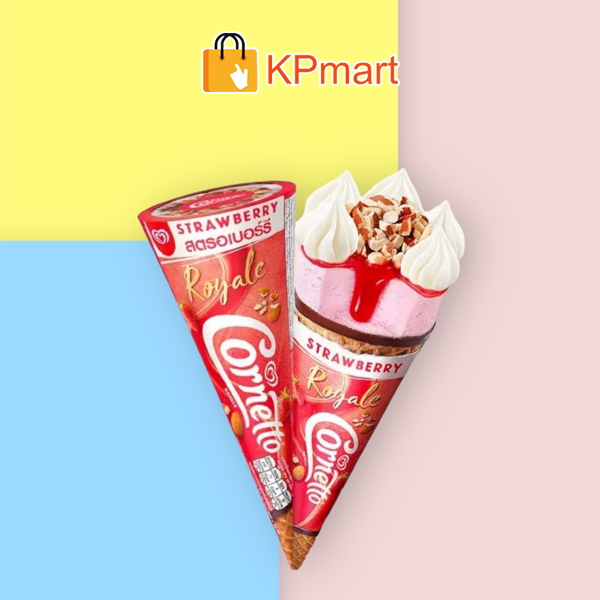 Kem ốc quế dâu hạnh nhân Wall's Cornetto Royale Straberry 135ML