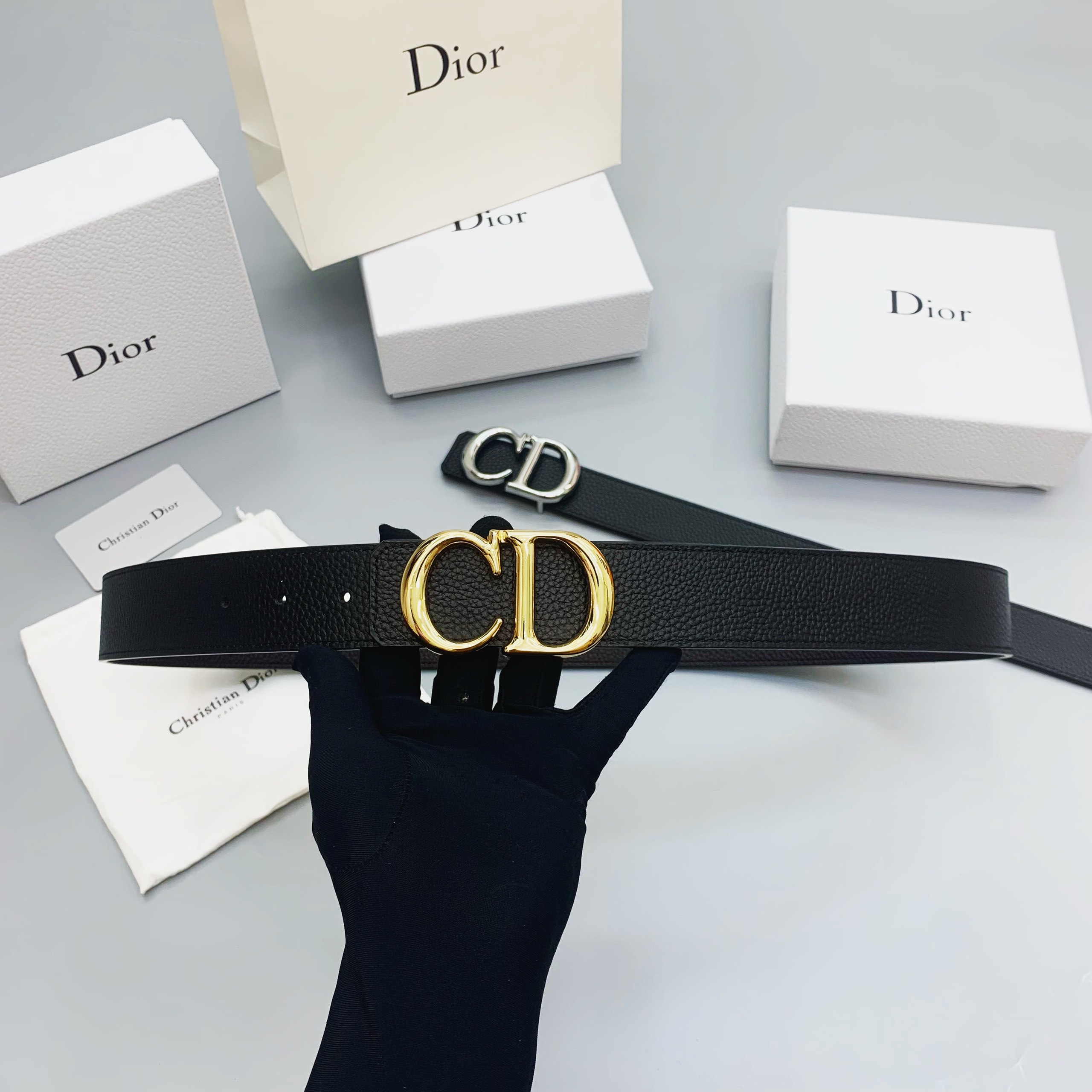 Dây nịt nam, thắt lưng nam CD chất liệu da bò thật khóa tự động hàng hiệu cao cấp