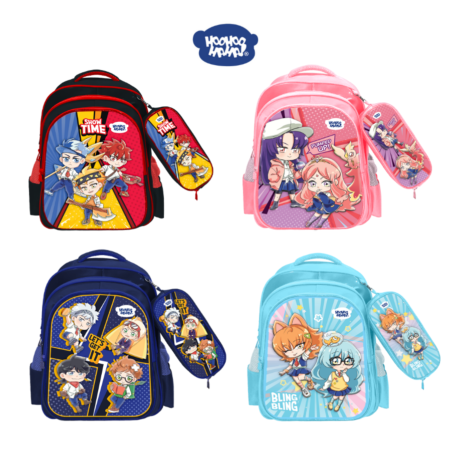 Balo 2in1 kèm bóp viết Học viện Alpha HooHoo HaHa - Bảo hành 12 tháng