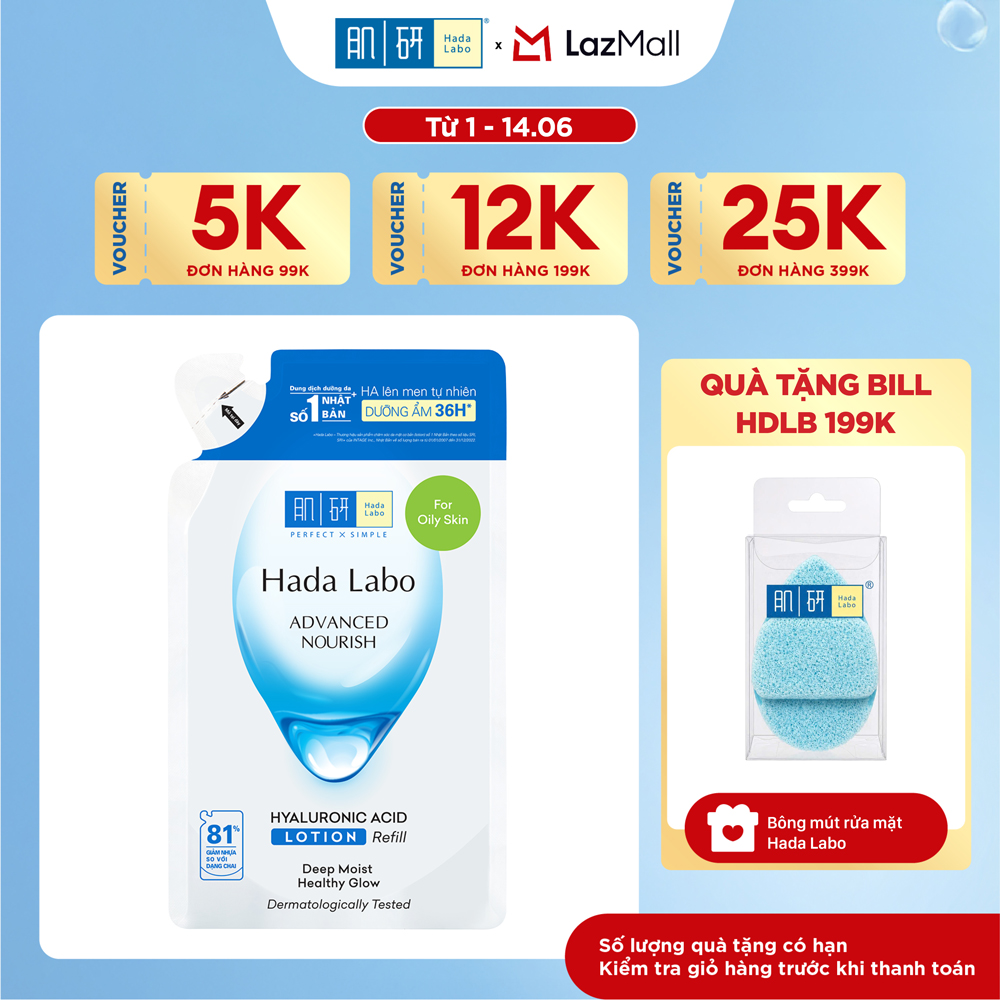 Túi refill lotion dưỡng ẩm tối ưu Hada Labo Advanced Nourish Lotion dùng cho da dầu 170ml