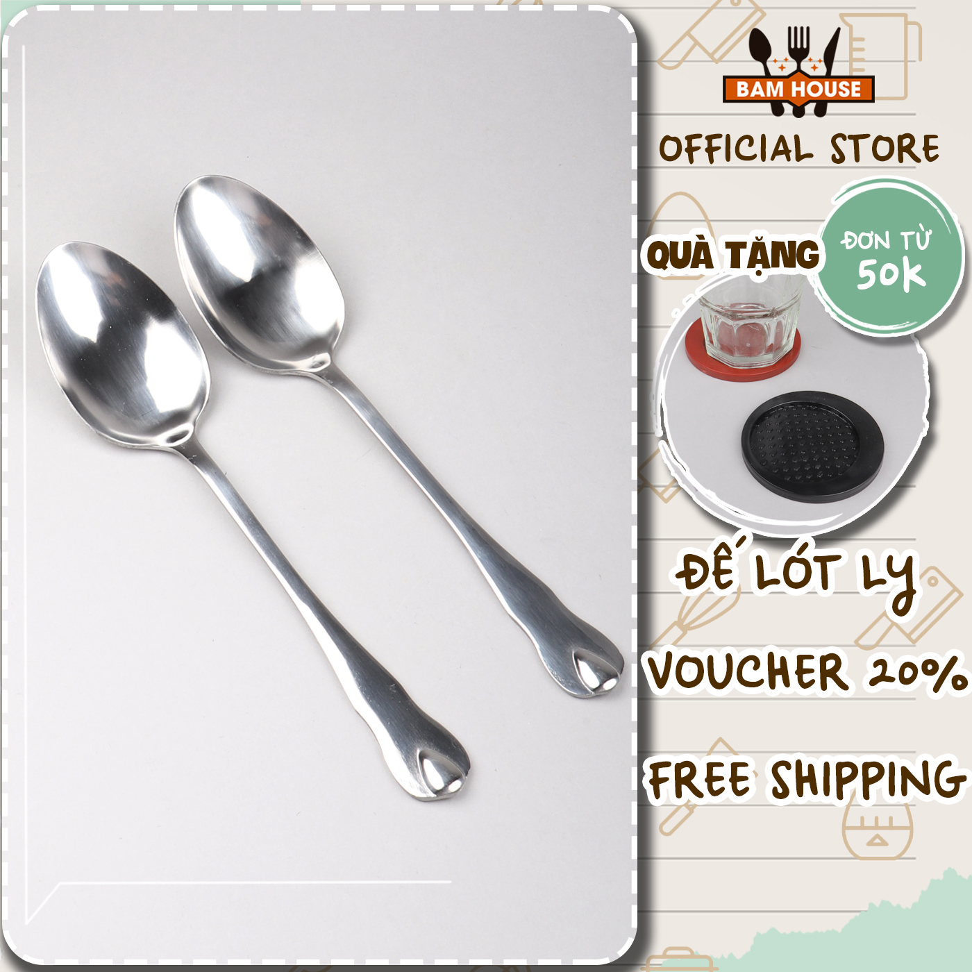 Muỗng soup nhọn inox 430 bam house cán hoa cao cấp mui01 – super đơn