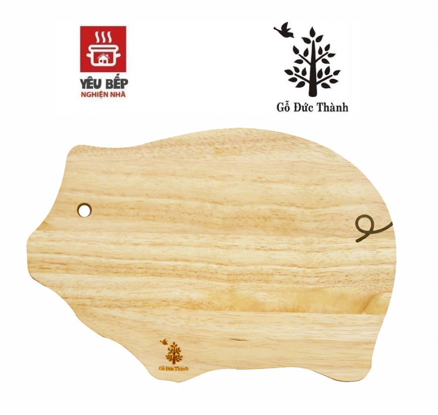 Thớt Gỗ Cao Su Tự Nhiên Hình Chú Heo Xinh Xắn - Dụng Cụ Nhà Bếp Gỗ Đức Thành