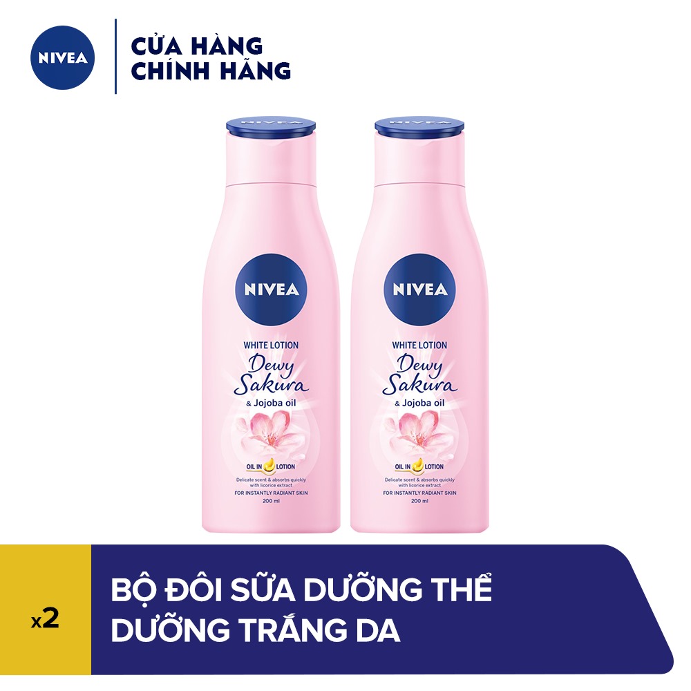 Combo 2 Sữa dưỡng thể dưỡng trắng da Nivea Dewy Sakura (200ml) - 85701
