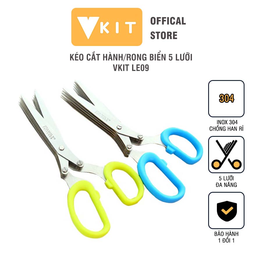 Kéo cắt hành/ cắt rong biển 5 lưỡi đa năng, chống han gỉ VKIT LE09