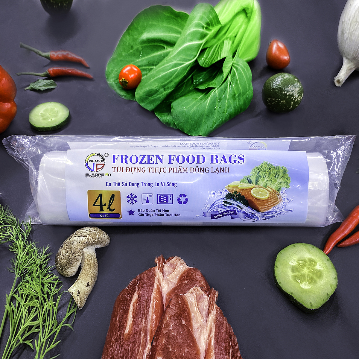 túi đựng thực phẩm đông lạnh vipaco 4L