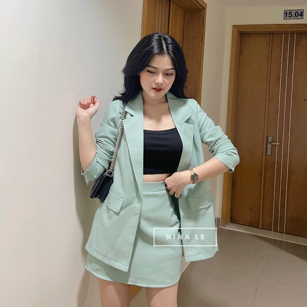 Áo khoác vest blazer nữ phong cách hàn quốc,sét 3 món nữ siêu xinh.