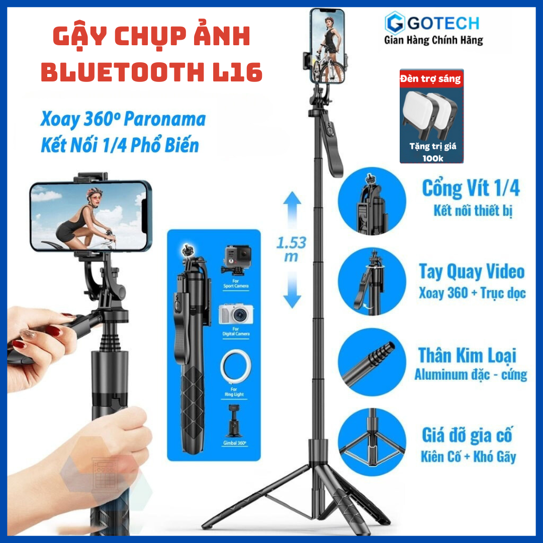 Tripod - Cây chụp hình 3 chân - Gậy chụp ảnh 3 chân có remote - Gía đỡ quay phi 3 chân có đèn led, xoay chống rung 360 độ, thiết kế khung thép chắc chắn, sử dụng cho điện thoại,áy ảnh nhỏ go pro