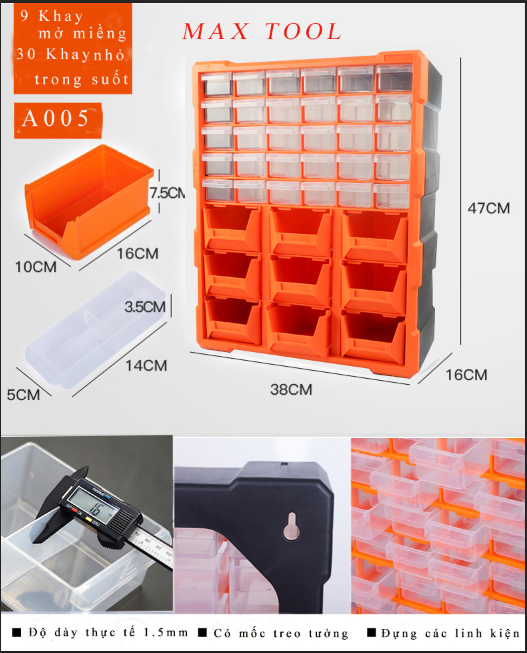 Tủ đựng linh kiện 39 ngăn mã a005# | đựng linh kiện điện tử ốc vít mũi khoan điện thoại đồ chơi lego.