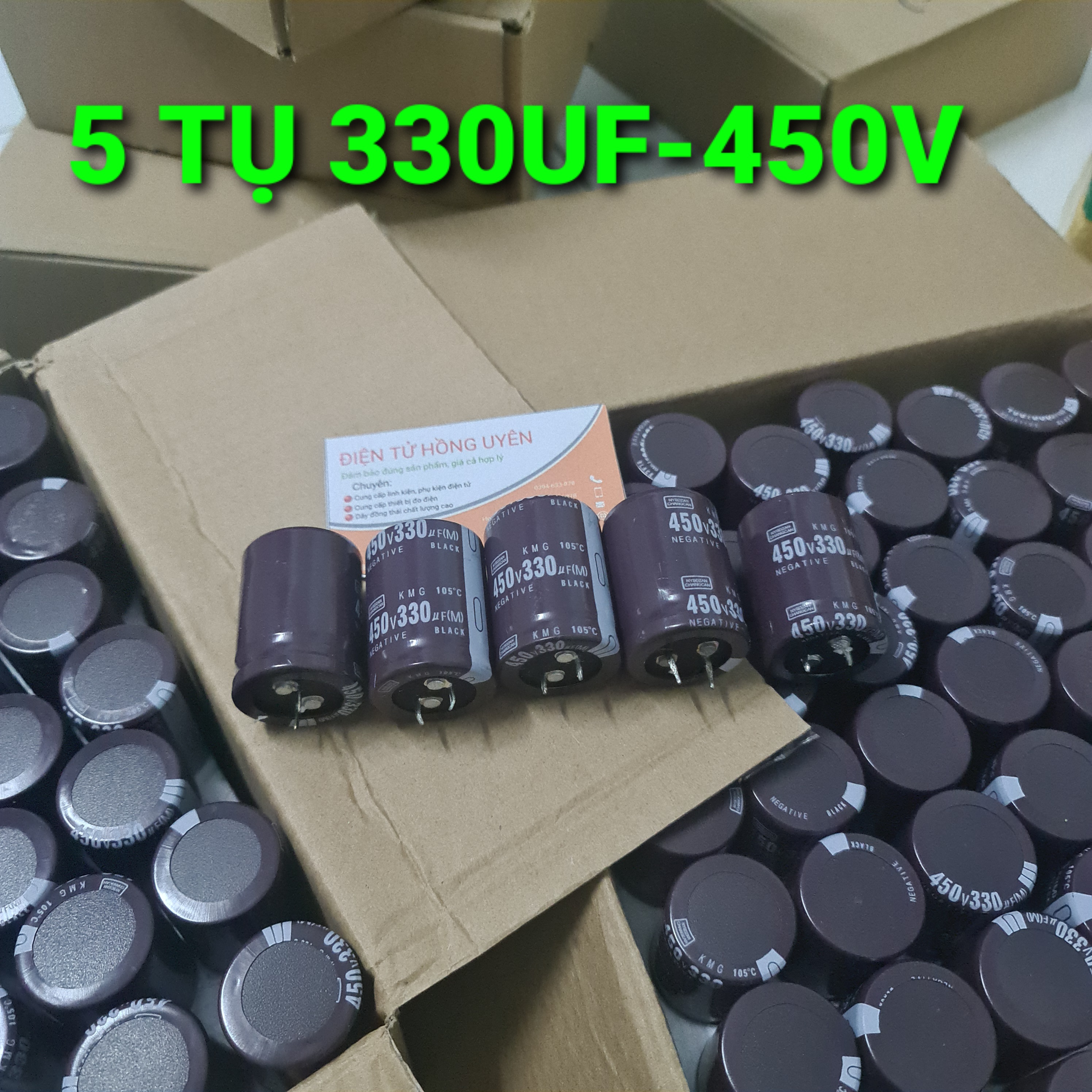 Tụ 330uf 450v. (5 CON). Tụ áp cao DC máy bắt giun 330mf 450v - Điện tử Hồng Uyên