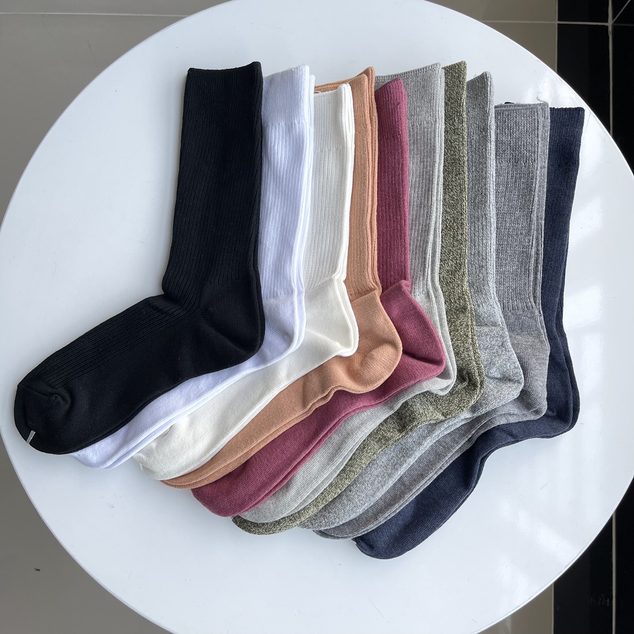 Tất Vớ MuJi Cổ Cao Organic Cotton Right Angle Rib - SIMPLE SNEAKER - Vớ MuJi Mang Giày Tây Nam Công Sở Cổ Cao Xuất Nhật Basic Dày Dặn