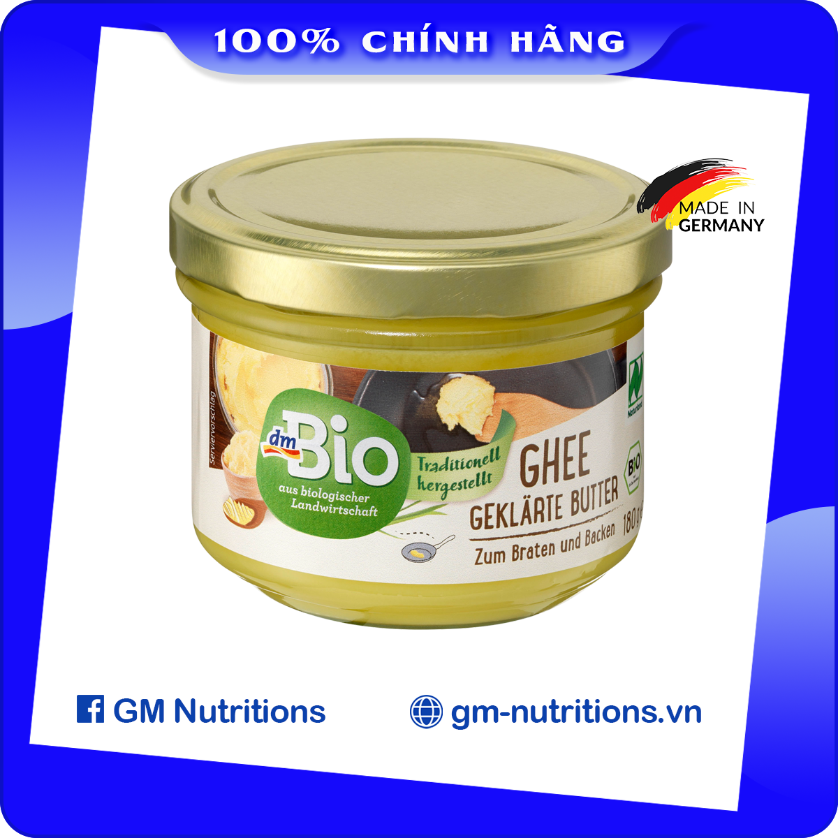 Bơ ghee hữu cơ dm bio ghee đức hộp 180gr