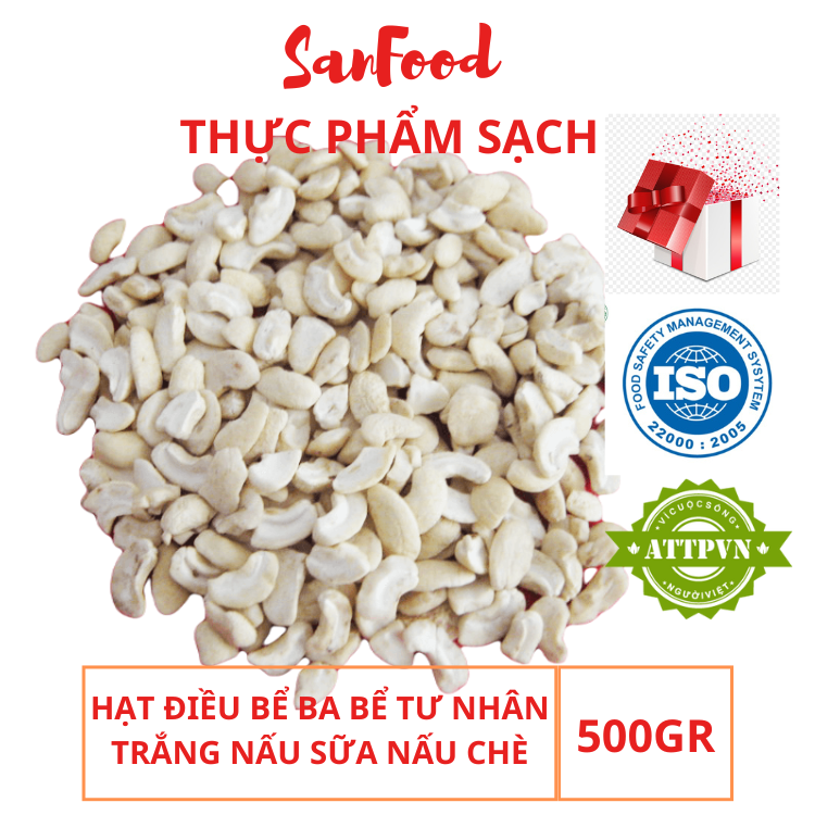 500grm Nhân Hạt Điều Sống Bể 3 Bể 4 Dùng Làm Sữa Hạt SANFOOD hạt điều sống, hạt điều tách vỏ, hạt điều dùng làm sữa, hạt dinh dưỡng cao cấp, hạt nấu sữa