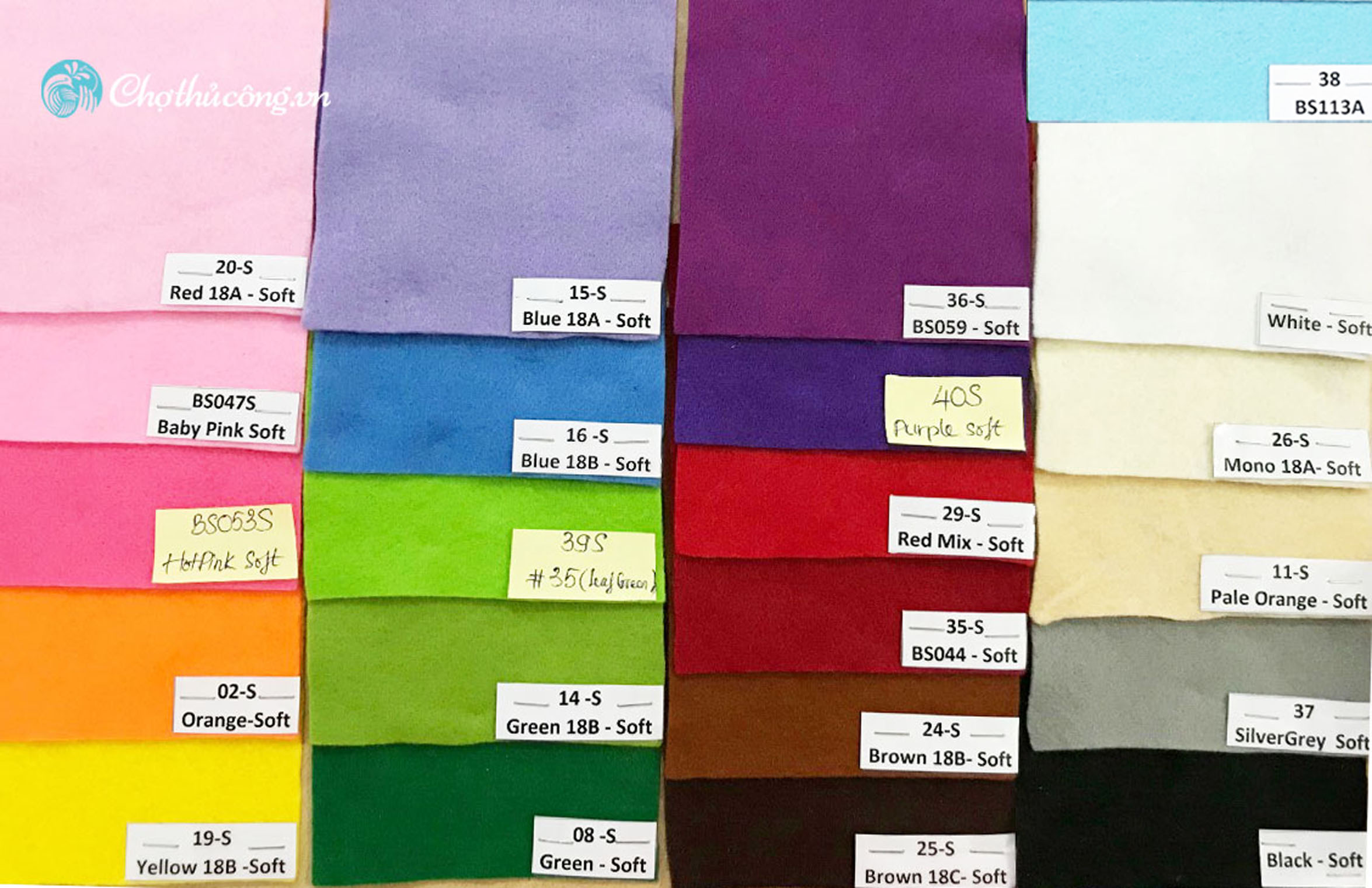 [HCM]Combo 22 vải nỉ mềm 45X45cm (vải không dệt / vải dạ / soft felt) làm đồ handmade craft thủ công (12 màu khác nhau)