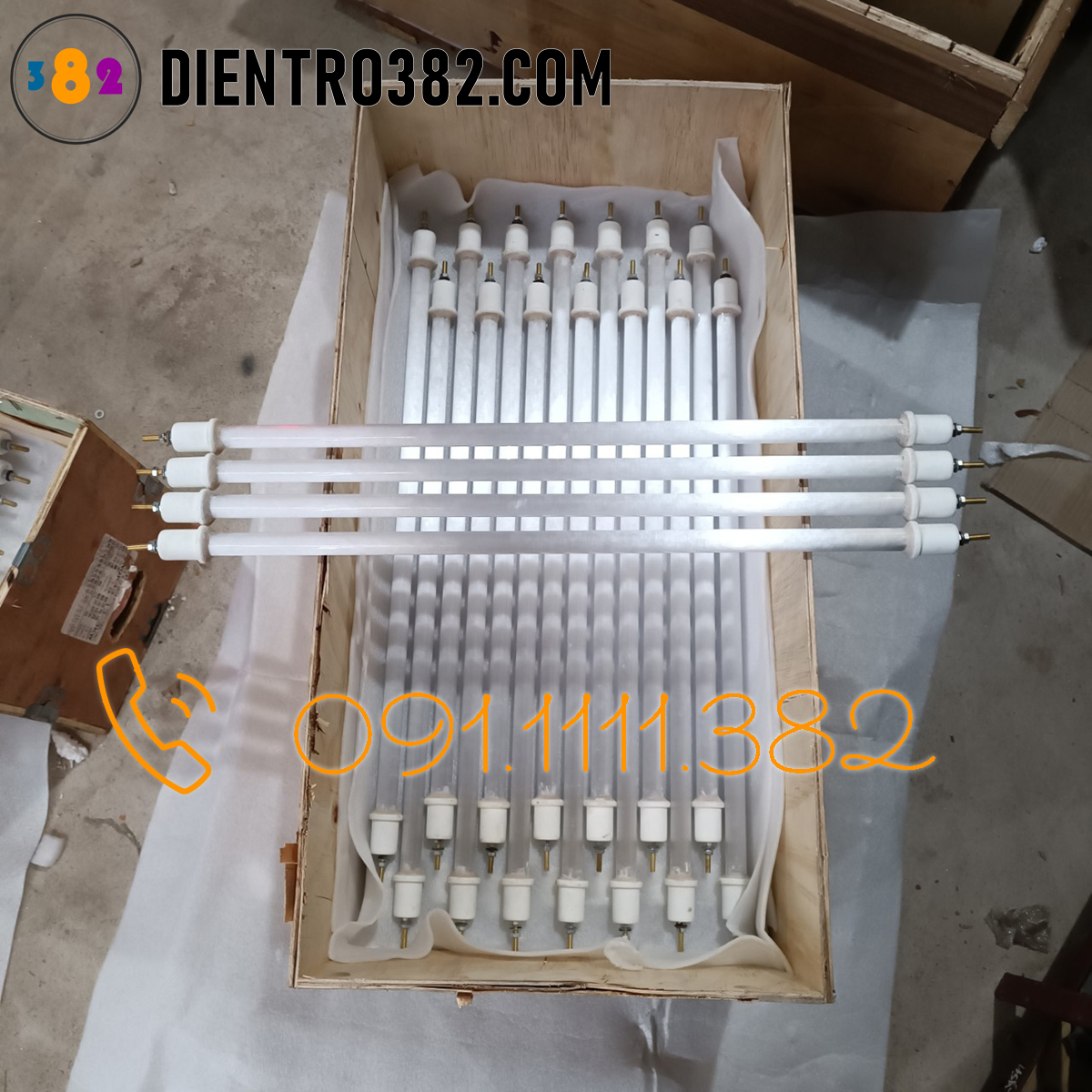Bóng sấy sứ thạch anh phi 18, chiều dài 30cm, 40cm, 50cm, 60cm, 70cm, điện áp 220v.